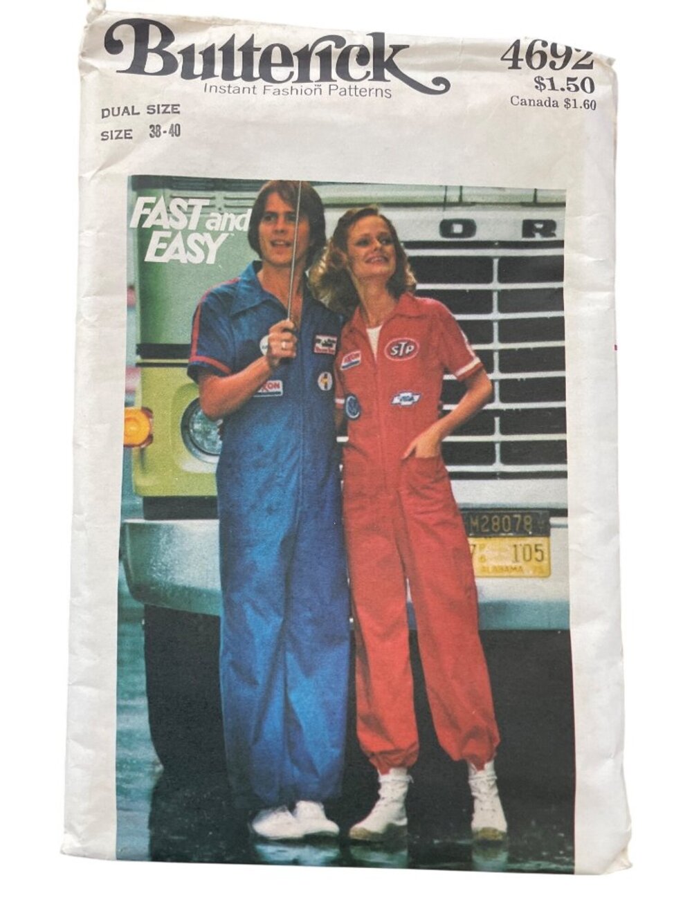 Vintage Butterick 4692 Mens Jumpsuit Sewing Pattern Size 38-40 Instructions CUT